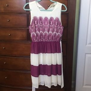 ModCloth Berry Striped Lace Dress